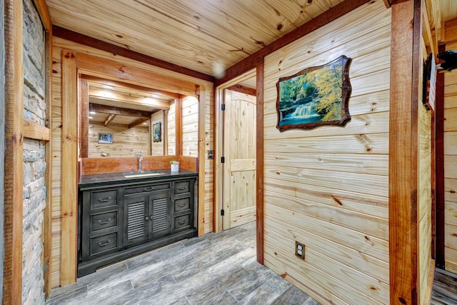 1590 Jackson Point Rd, Sewanee, TN 37375 - hall with wooden walls and wooden ceiling
