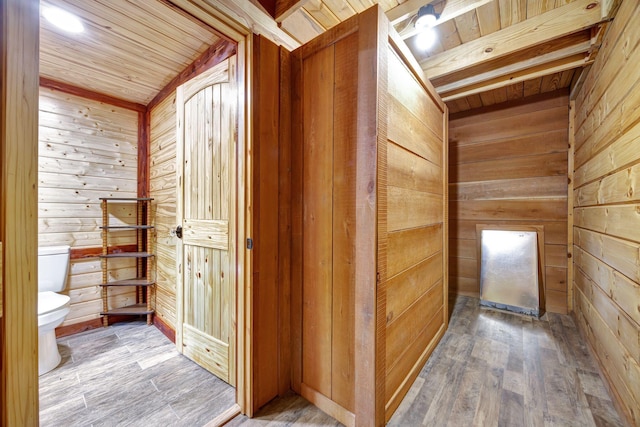 1590 Jackson Point Rd, Sewanee, TN 37375 - hall featuring wood ceiling, wooden walls, and wood finished floors