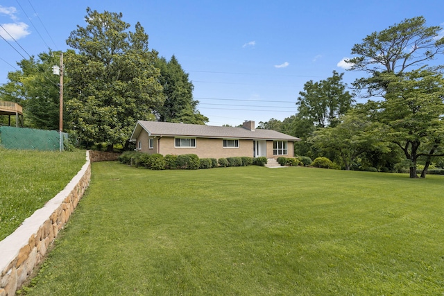 4838 Glenmar Cir, Chattanooga, TN 37416 - view of front facade with a chimney and brick siding