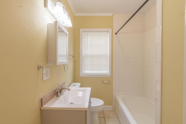 129 N Moore Rd, Chattanooga, TN 37411 - full bath with vanity, tile patterned floors, crown molding, and shower / bathtub combination
