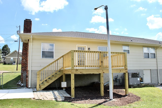 8257 Tiber Rd, Chattanooga, TN 37421 - rear view of property with a deck, stairs, and a chimney