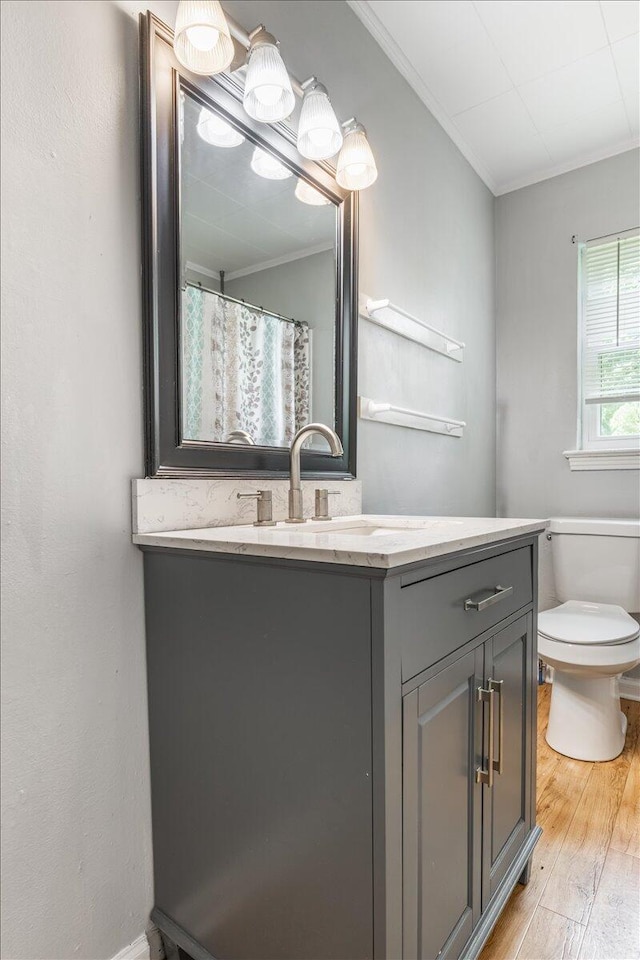 1 W 10th St, Chickamauga, GA 30707 - bathroom featuring crown molding, vanity, and wood finished floors
