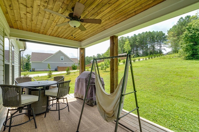 853 Dedmon Rd, Ringgold, GA 30736 - view of patio / terrace with grilling area, ceiling fan, and outdoor dining area