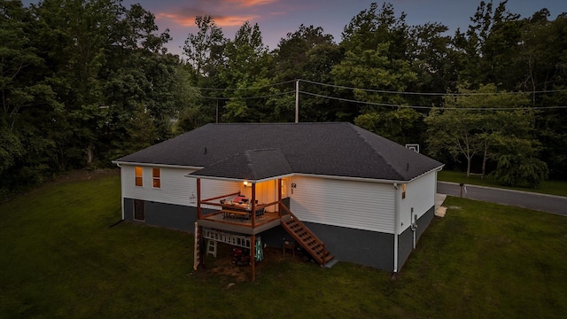 111 Oak Meadow Dr, Dunlap, TN 37327 - back of house featuring stairway, a deck, and a lawn