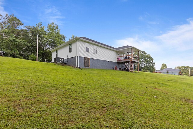 111 Oak Meadow Dr, Dunlap, TN 37327 - view of side of property featuring a yard, stairs, and a deck