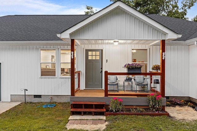 111 Oak Meadow Dr, Dunlap, TN 37327 - entrance to property with a shingled roof, board and batten siding, and a lawn