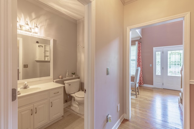 199 Falcons View Dr, Ringgold, GA 30736 - bathroom with crown molding, vanity, and wood finished floors