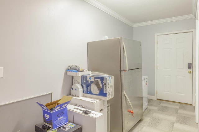 199 Falcons View Dr, Ringgold, GA 30736 - kitchen with freestanding refrigerator and ornamental molding