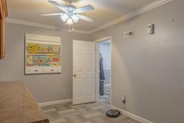 199 Falcons View Dr, Ringgold, GA 30736 - interior space featuring a ceiling fan, crown molding, and light flooring