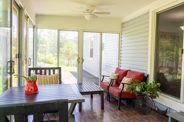 4619 Lake Haven Dr, Chattanooga, TN 37416 - sunroom / solarium with ceiling fan and outdoor dining area