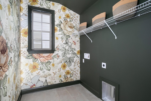 1399 Little Sorrel Rd Unit 30, Hixson, TN 37343 - washroom with wallpapered walls, electric dryer hookup, and tile patterned flooring
