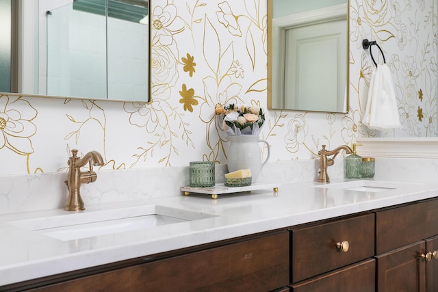 1399 Little Sorrel Rd Unit 30, Hixson, TN 37343 - bathroom featuring wallpapered walls and double vanity