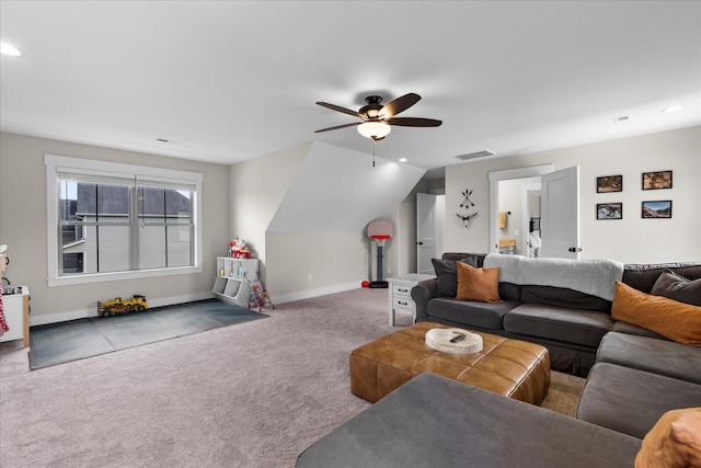 12951 Blakeslee Dr, Soddy Daisy, TN 37379 - carpeted living area with recessed lighting and ceiling fan