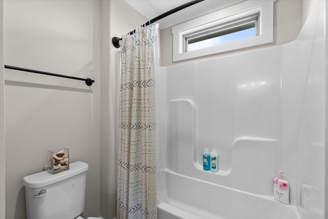 12951 Blakeslee Dr, Soddy Daisy, TN 37379 - bathroom with toilet and shower / bath combination with curtain
