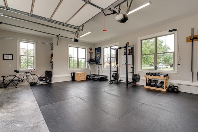 12951 Blakeslee Dr, Soddy Daisy, TN 37379 - workout room featuring a garage