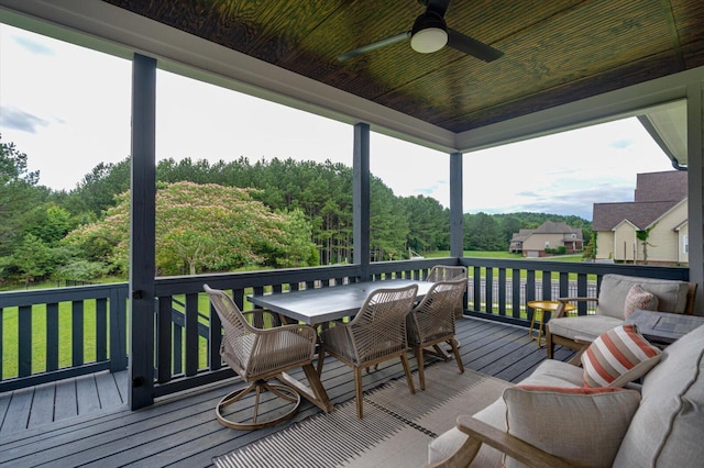 12951 Blakeslee Dr, Soddy Daisy, TN 37379 - deck featuring a ceiling fan and outdoor dining area