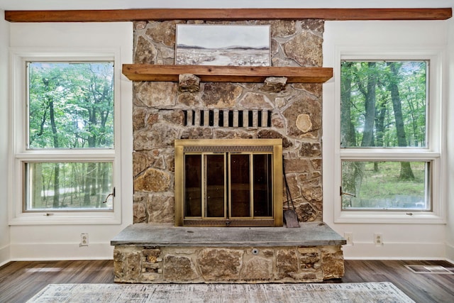 507 Big Stump Mountain Trl, Jasper, GA 30143 - detailed view of wood finished floors and a fireplace