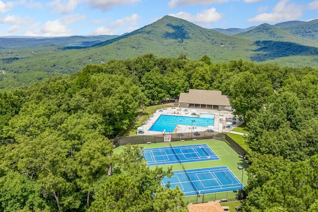 507 Big Stump Mountain Trl, Jasper, GA 30143 - bird's eye view of a pool area and a mountain backdrop