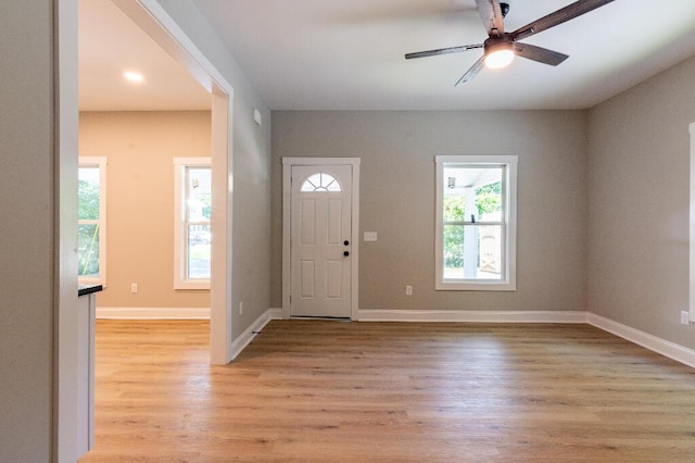 409 Hall St, Lafayette, GA 30728 - foyer entrance featuring healthy amount of natural light, light wood-style flooring, and a ceiling fan