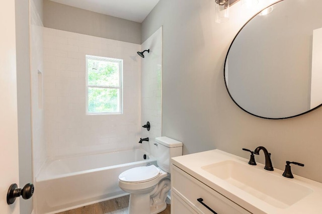 409 Hall St, Lafayette, GA 30728 - full bathroom with vanity, washtub / shower combination, and wood finished floors