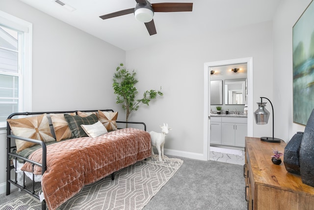 147 Honeycomb Ln, Chattanooga, TN 37421 - bedroom featuring light carpet, ensuite bath, and a ceiling fan