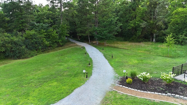 147 Honeycomb Ln, Chattanooga, TN 37421 - view of community with a yard, gravel driveway, and a view of trees