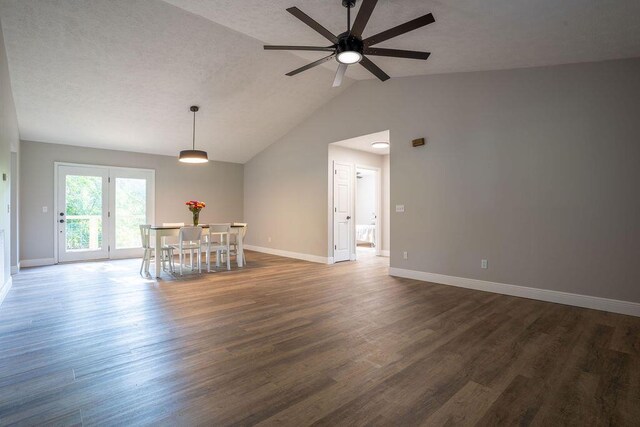 316 Old Hales Gap Rd, Trenton, GA 30752 - empty room with ceiling fan, dark wood finished floors, and vaulted ceiling