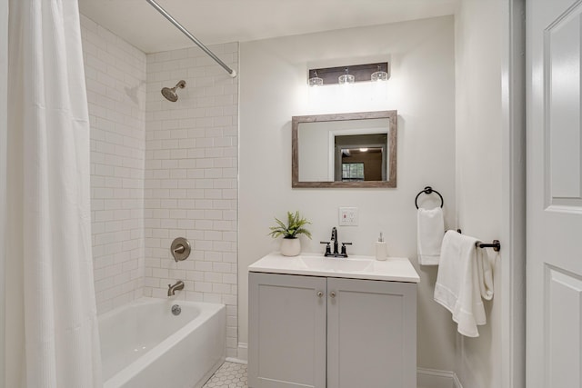3706 Altamira Dr, Chattanooga, TN 37412 - bathroom featuring vanity, shower / bath combo, and tile patterned floors