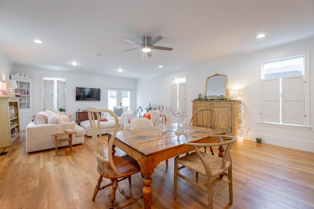 661 E 16th St, Chattanooga, TN 37408 - dining room featuring a ceiling fan, light wood finished floors, and recessed lighting