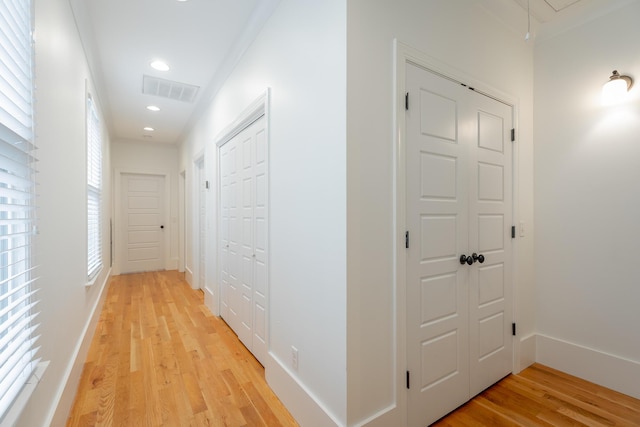 661 E 16th St, Chattanooga, TN 37408 - corridor with light wood-type flooring, attic access, and recessed lighting