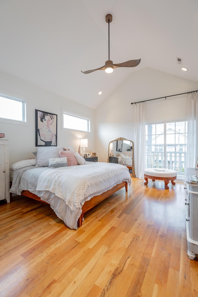 661 E 16th St, Chattanooga, TN 37408 - bedroom with lofted ceiling, light wood-style floors, a ceiling fan, and recessed lighting