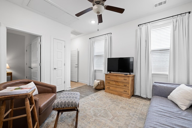 661 E 16th St, Chattanooga, TN 37408 - living room with attic access, a ceiling fan, and recessed lighting