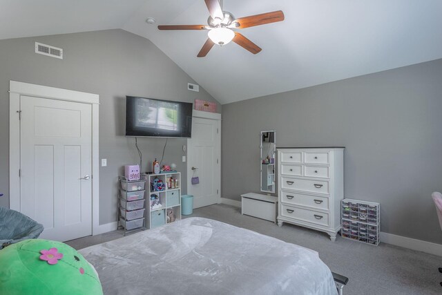 1023 Givens Rd, Chattanooga, TN 37421 - carpeted bedroom with vaulted ceiling and a ceiling fan