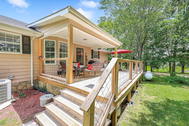 176 Ola Dr, Cohutta, GA 30710 - deck featuring outdoor dining area and a lawn