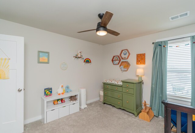 3328 Prairie Range Ln, Apison, TN 37302 - bedroom with light colored carpet and a ceiling fan
