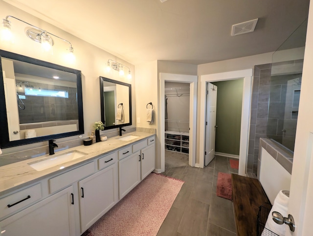 3328 Prairie Range Ln, Apison, TN 37302 - full bathroom with double vanity, a walk in closet, and a walk in shower