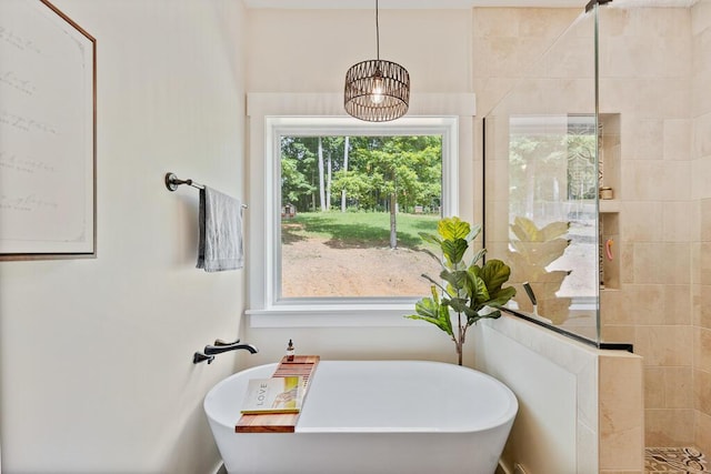 7596 Grasshopper Rd, Georgetown, TN 37336 - bathroom featuring a freestanding tub and a walk in shower