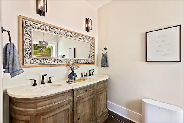 7596 Grasshopper Rd, Georgetown, TN 37336 - full bath featuring double vanity and tile patterned flooring