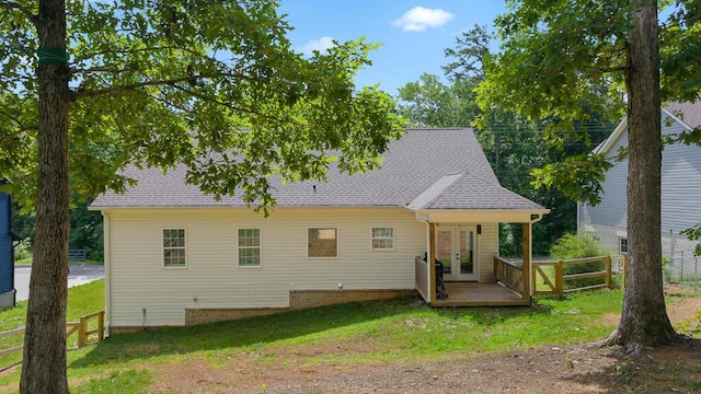 7596 Grasshopper Rd, Georgetown, TN 37336 - back of property featuring french doors and roof with shingles