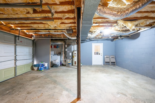 6220 Hunter Valley Rd, Ooltewah, TN 37363 - garage with electric water heater, washer / clothes dryer, and heating unit