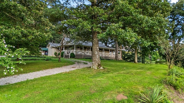 684 Mcconnell Xing, Lafayette, GA 30728 - view of grassy yard featuring driveway and a porch
