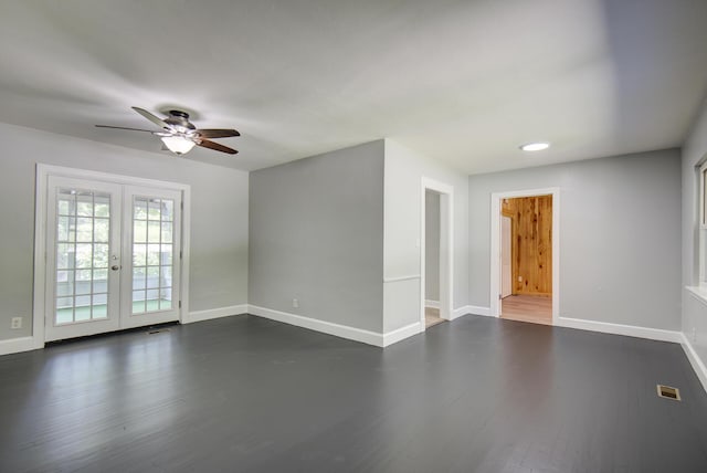 1728 John Ross Rd, Chattanooga, TN 37412 - empty room featuring french doors, a ceiling fan, and dark wood-type flooring