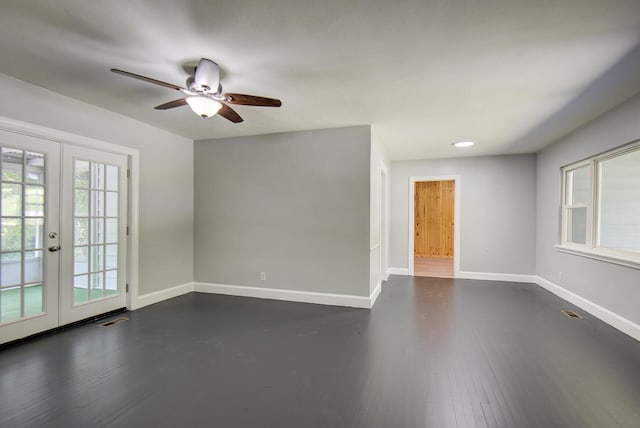 1728 John Ross Rd, Chattanooga, TN 37412 - unfurnished room with french doors, ceiling fan, and dark wood finished floors