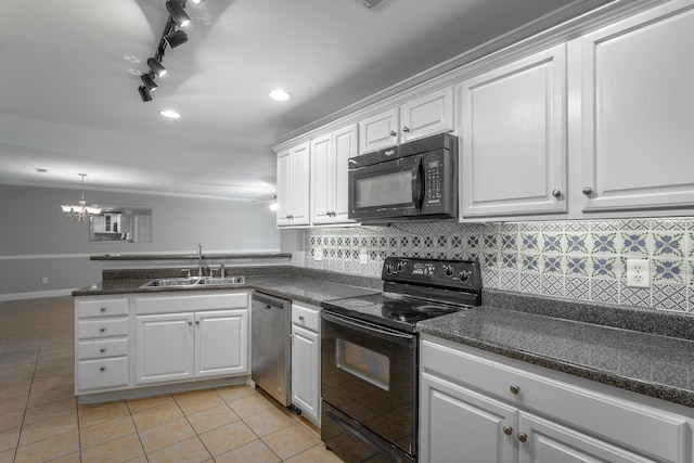 802 Applebrook Dr Unit 802, Rossville, GA 30741 - kitchen featuring black appliances, light tile patterned floors, dark countertops, and recessed lighting