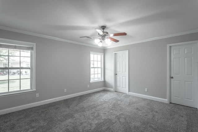 802 Applebrook Dr Unit 802, Rossville, GA 30741 - unfurnished bedroom with multiple windows, crown molding, carpet floors, and ceiling fan