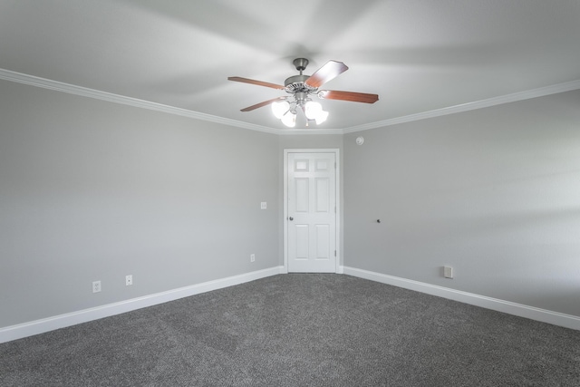 802 Applebrook Dr Unit 802, Rossville, GA 30741 - empty room featuring ornamental molding, a ceiling fan, and dark carpet