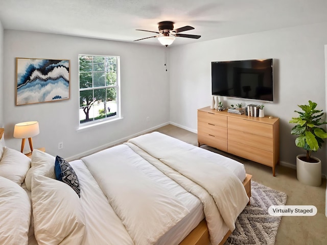 7110 Ridgestone Dr, Ooltewah, TN 37363 - bedroom featuring light colored carpet and ceiling fan