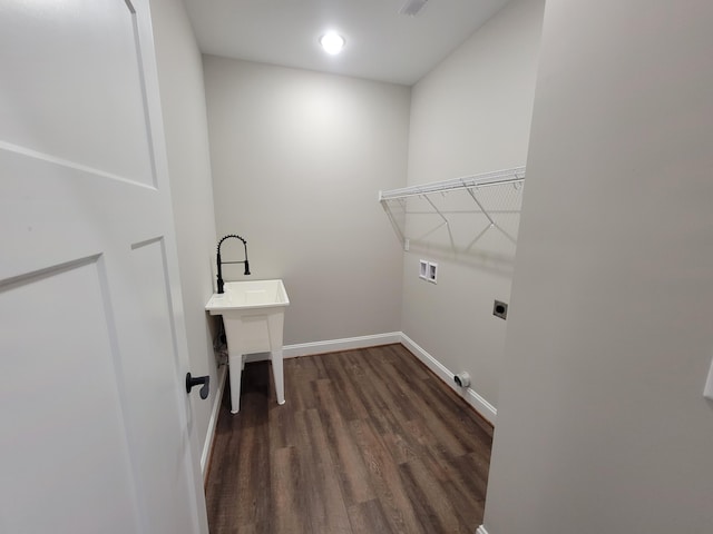 202 Cheshire Crossing Dr, Rock Spring, GA 30739 - laundry area featuring electric dryer hookup, hookup for a washing machine, and dark wood-style floors