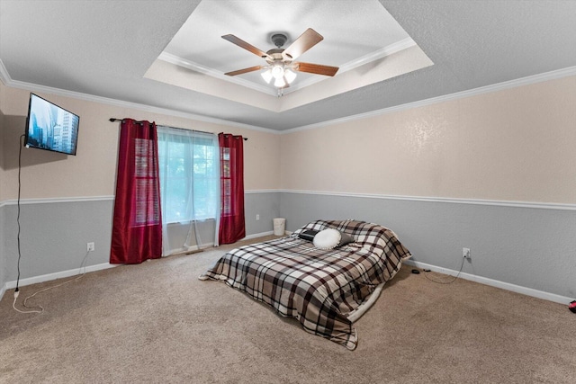 100 Anderson Ridge Rd, Jasper, TN 37347 - carpeted bedroom with a tray ceiling, ornamental molding, and ceiling fan