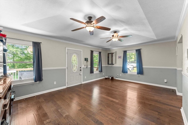 100 Anderson Ridge Rd, Jasper, TN 37347 - foyer with a ceiling fan, healthy amount of natural light, hardwood / wood-style floors, and ornamental molding